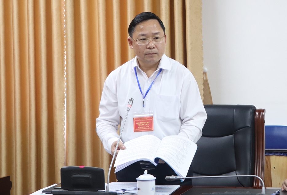 Lãnh đạo Sở GD&ĐT Lai Châu phát biểu góp ý vào công tác tổ chức kỳ thi tốt nghiệp THPT năm 2022